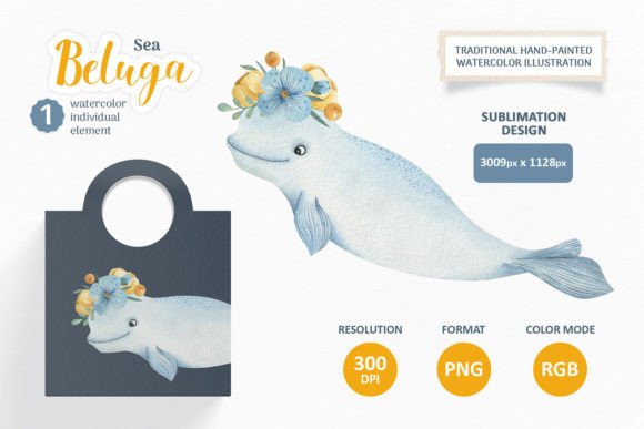 Download Watercolor Sea Beluga. Cute Animal PNG - Animal Collection