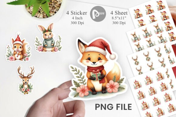 Download Sticker Vintage Christmas Animals - Animal Collection