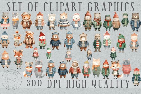 Download Set of 38 Watercolor Winter Animals - Animal Collection
