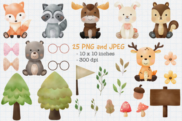 Download Animal Woodland Watercolor PNG and JPEG - Animal Collection