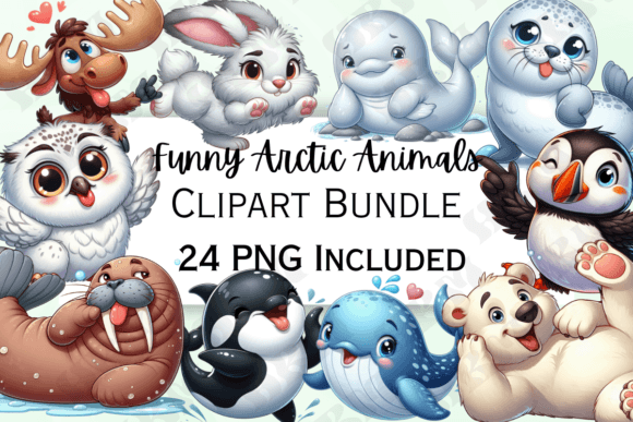 Download Funny Cartoon Arctic Animals Clipart - Animal Collection