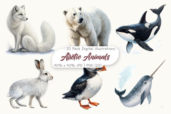 Download Watercolor Arctic Animals Clipart - Animal Collection