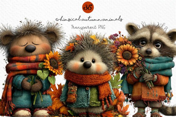 Download Whimsical Autumn Animals Clipart PNG - Animal Collection