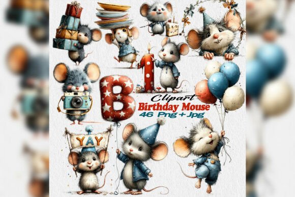 Download Birthday Mouse Clipart PNG Party Set - Day Collection