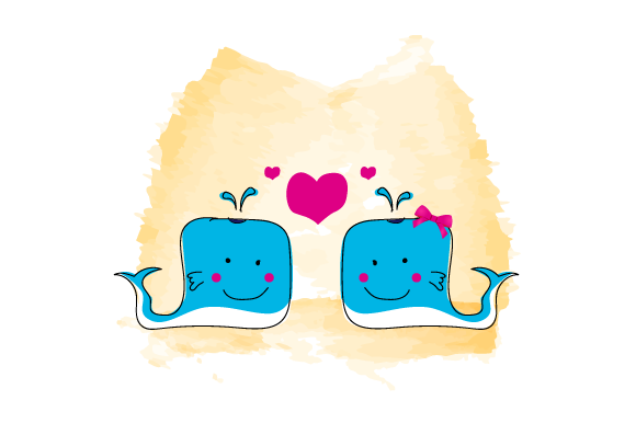 Download Illustration Couple Cartoon Animal Whale - Animal Collection