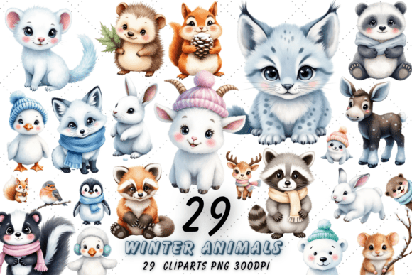 Download Winter Animals Watercolor Clipart Bundle - Animal Collection