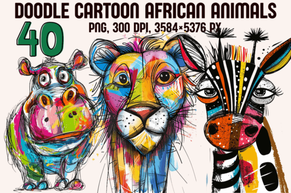 Download Doodle Cartoon African Animals - Animal Collection