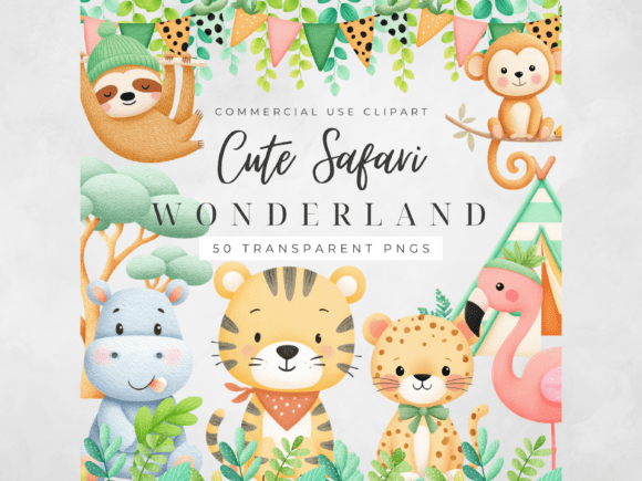 Download Safari Animals Clipart Watercolor PNG - Animal Collection