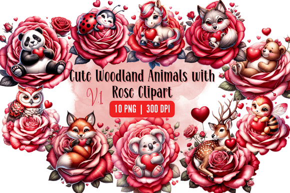 Download Watercolor Cute Woodland Animals Roses - Animal Collection