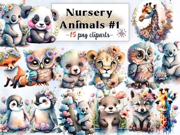 Download Nursery Animals #1 Sublimation Clipart - Animal Collection