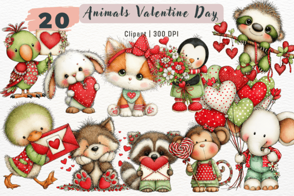 Download Animals Valentine Day Clipart, Whimsical - Day Collection