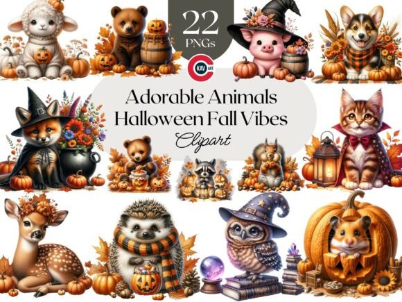 Download Halloween Autumn Animals Clipart Bundle - Animal Collection