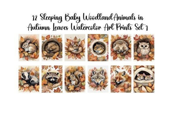 Download Woodland Baby Animals in Autumn Leaves - Animal Collection