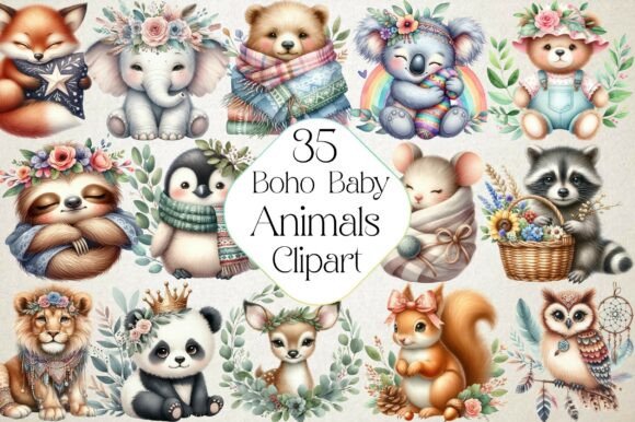Download Boho Baby Clipart Bundle Boho Animals - Animal Collection
