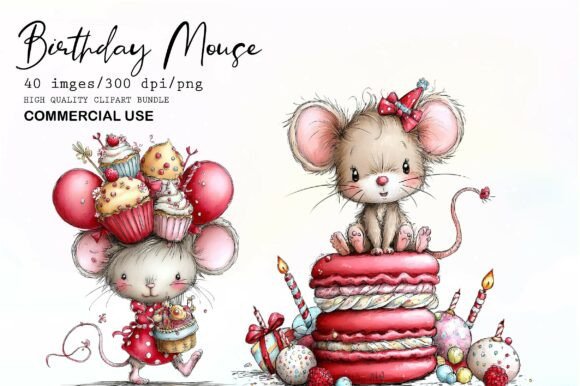 Download Whimsical Birthday Mouse Clipart - Day Collection