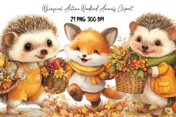 Download Whimsical Autumn Animals Clipart - Animal Collection