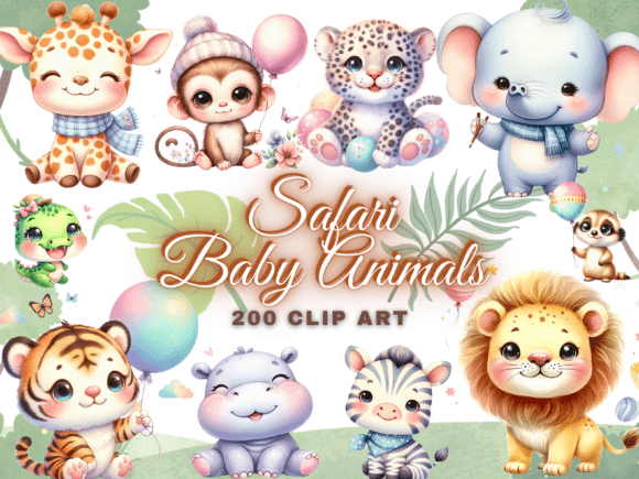 Download 200 Cute Baby Safari Animals Clipart PNG - Animal Collection