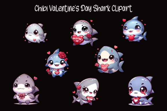 Download Chibi Valentine’s Day Shark Clipart - Day Collection