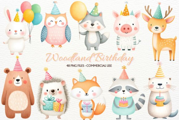 Download Birthday Woodland Animals Clipart PNG - Day Collection