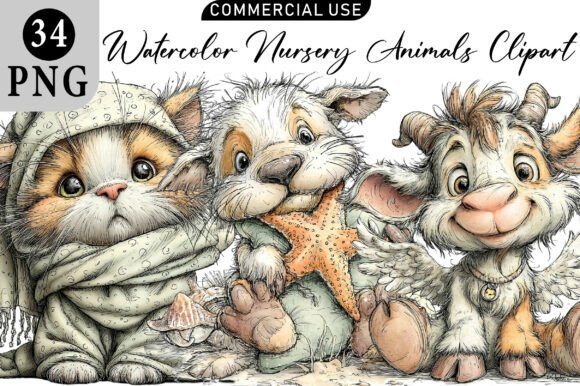 Download Watercolor Nursery Animals Clipart - Animal Collection