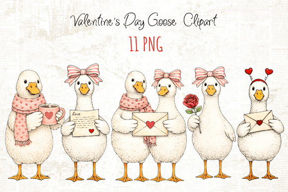 Download Valentine's Day Goose Clipart PNG - Day Collection
