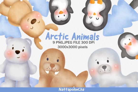 Download Watercolor Arctic Animals Clipart. - Animal Collection