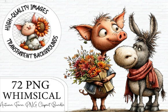 Download Whimsical Autumn Farm Animals Clipart - Animal Collection