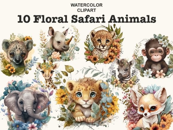 Download Floral Safari Baby Animals Clipart - Animal Collection