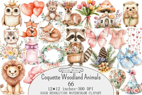 Download Pink Coquette Woodland Animals Clipart - Animal Collection