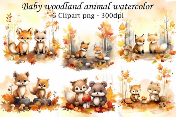 Download Autumn Woodland Baby Animals Watercolor - Animal Collection