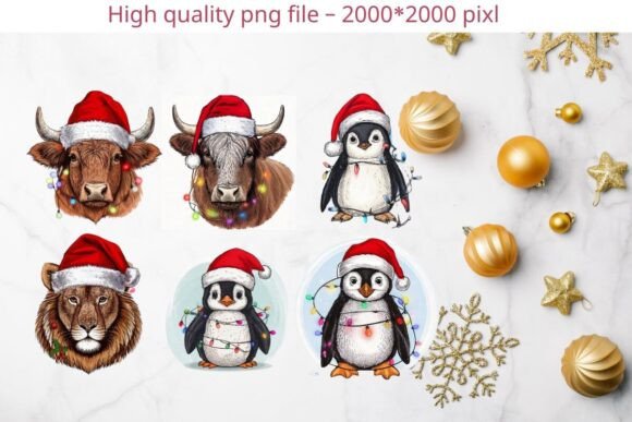 Download Christmas Animal Illustrations with Sant - Animal Collection