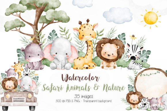 Download Watercolor Safari Animals and Nature - Animal Collection