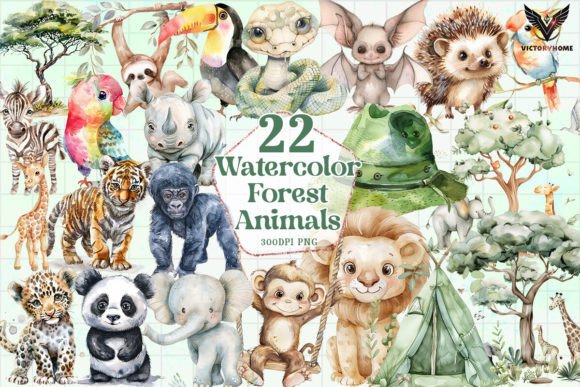 Download Watercolor Forest Animals Clipart PNG - Animal Collection