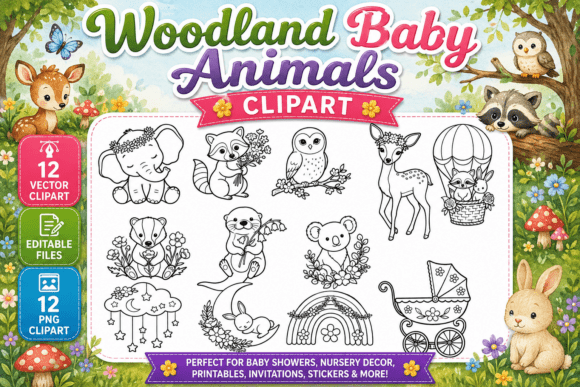 Download Woodland Baby Animals Digital Clipart - Animal Collection