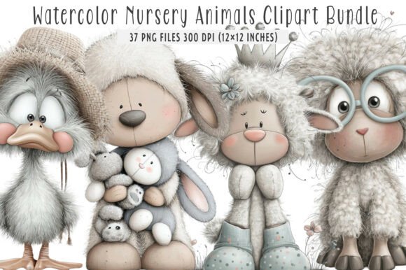 Download Watercolor Nursery Animals Clipart - Animal Collection