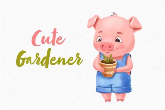Download Piglet Gardener Clipart Cute Animal PNG - Animal Collection