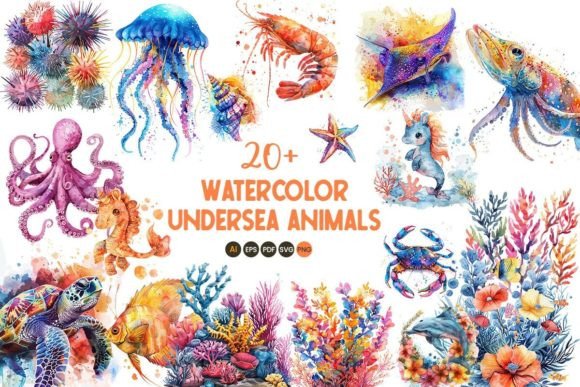 Download Watercolor Undersea Animals Bundle - Animal Collection