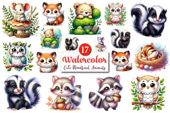 Download Cute Watercolor Woodland Animals Clipart - Animal Collection