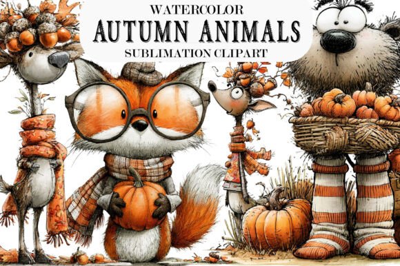 Download Quirky Autumn Animals Whimsical Clipart - Animal Collection