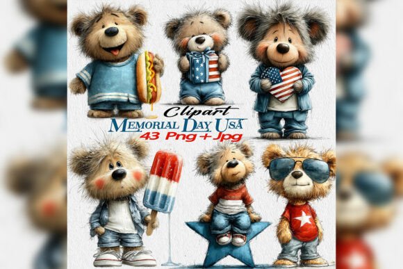 Download Whimsical Patriotic Bear Memorial Day - Day Collection