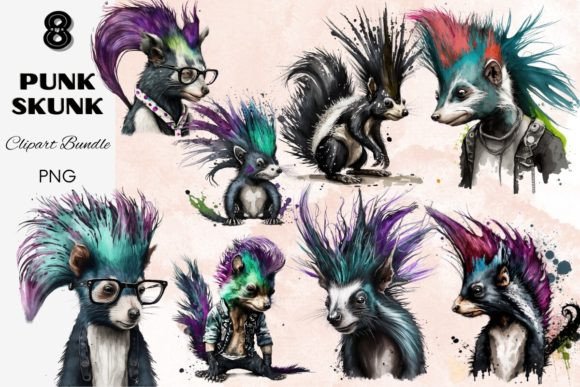 Download Punk Skunk Clipart Animal Emo Bundle - Animal Collection