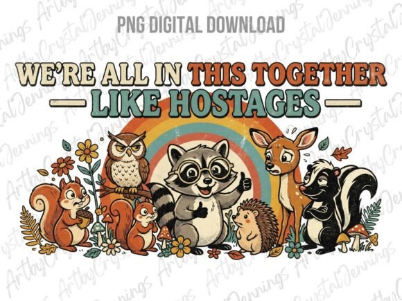 Download Retro Funny Hostages Forest Animals PNG - Animal Collection