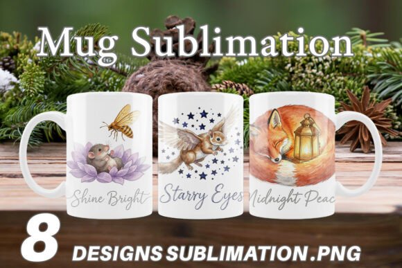 Download Starry Night Woodland Animals Mug Wrap - Animal Collection