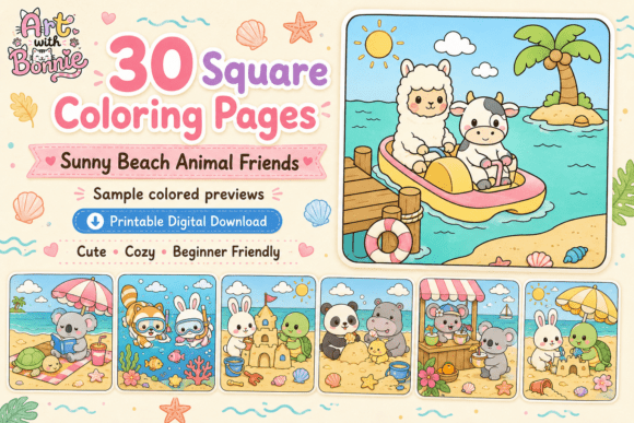 Download Sunny Beach Cozy Animals Buddies Pages - Animal Collection