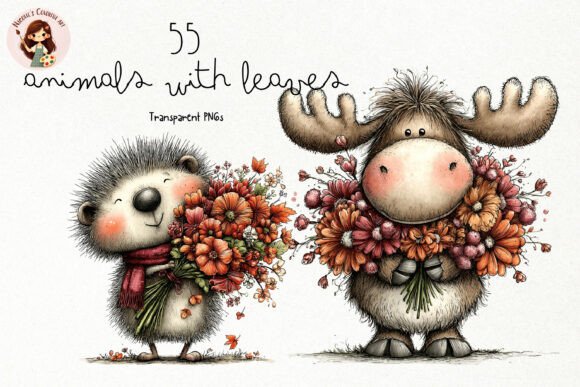 Download Cute Animals with Leaves PNG Clipart - Animal Collection