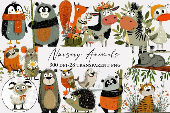 Download Watercolor Nursery Animals Clipart - Animal Collection