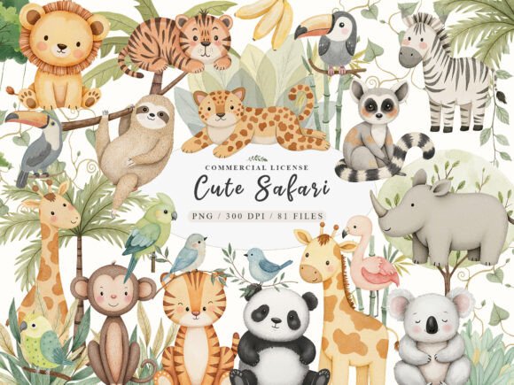 Download Watercolor Cute Boho Baby Safari Animals - Animal Collection