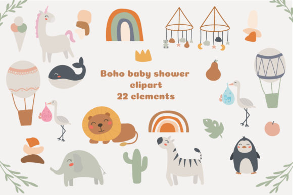 Download Boho Baby Shower, Safari Animals Clipart - Animal Collection
