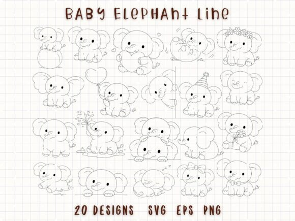 Download Baby Elephant Doodle Cute Animal SVG - Animal Collection