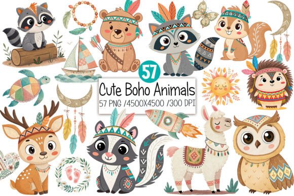 Download Boho Baby Clipart Bundle Boho Animals - Animal Collection